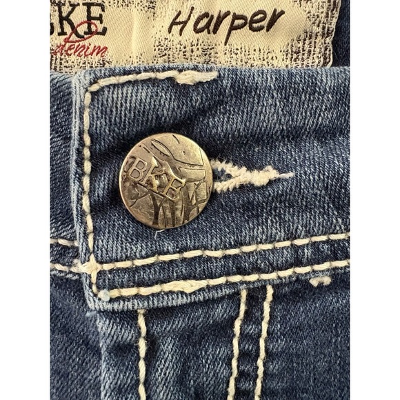BKE Harper Capri Cropped Medium Wash Wide‎ Stiched Denim Jeans Womens 33" - Picture 5 of 7